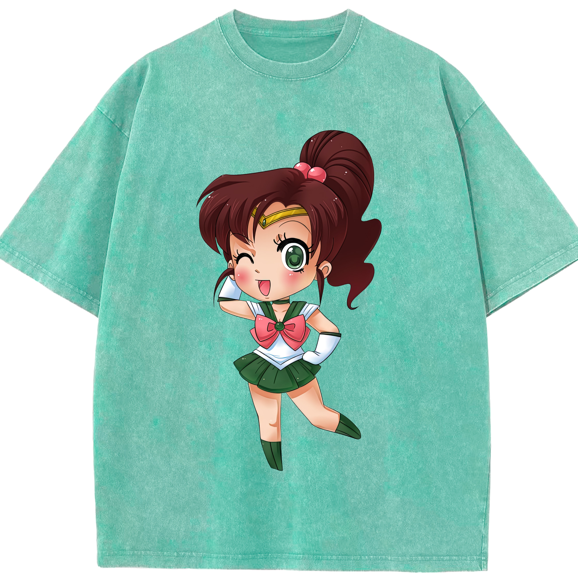 （画像用） 美少女戦士セーラームーン 木野 まこと きの まこと Sailor Moon Kino Makoto （セーラージュピター；Sailor Jupiter） 綿100% ヴィンテージ風 半袖Tシャツ（フロントプリント）